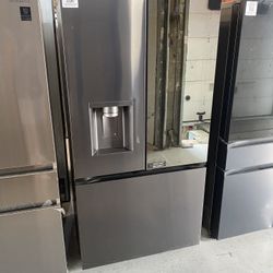 Black Stainless Steel 26 Cu. Ft. Smart Mirror InstaView Counter Depth French Door Refrigerator 