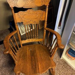 Antique Rocking Chair Oak Wood