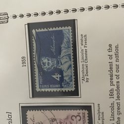 Statue of Abraham Lincoln 4 cents stamp, Blue,  Stamp