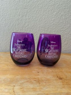 Disney Nightmare Before Christmas Stemless Wine Glasses Set of 2