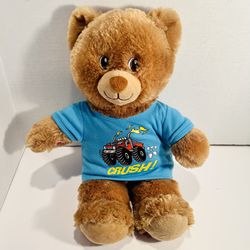 Build A Bear BAB Brown Teddy Bear Plush Soft With Monster Truck shirt!