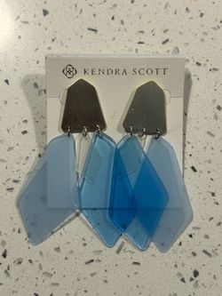 Kendra Scott Blue Geometric Statement Drop Earrings w/ Original Gift Box