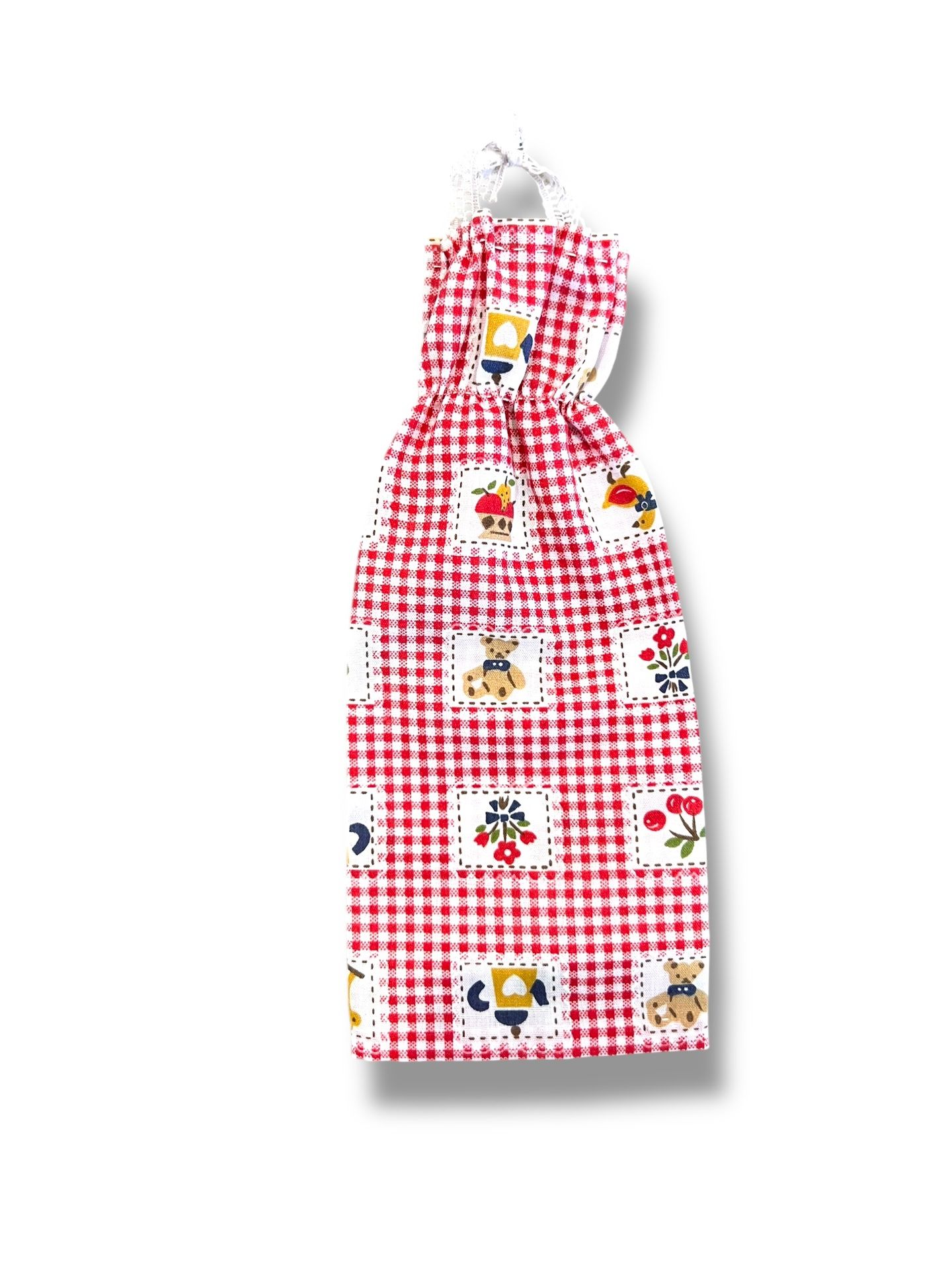 Red Halter Top GINGHAM MAXI DRESS for BARBIE Vintage Handmade