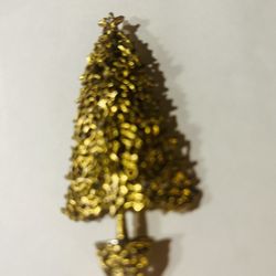 Vintage Lancer Gold Tone 3 Inch  Christmas Brooch Pin