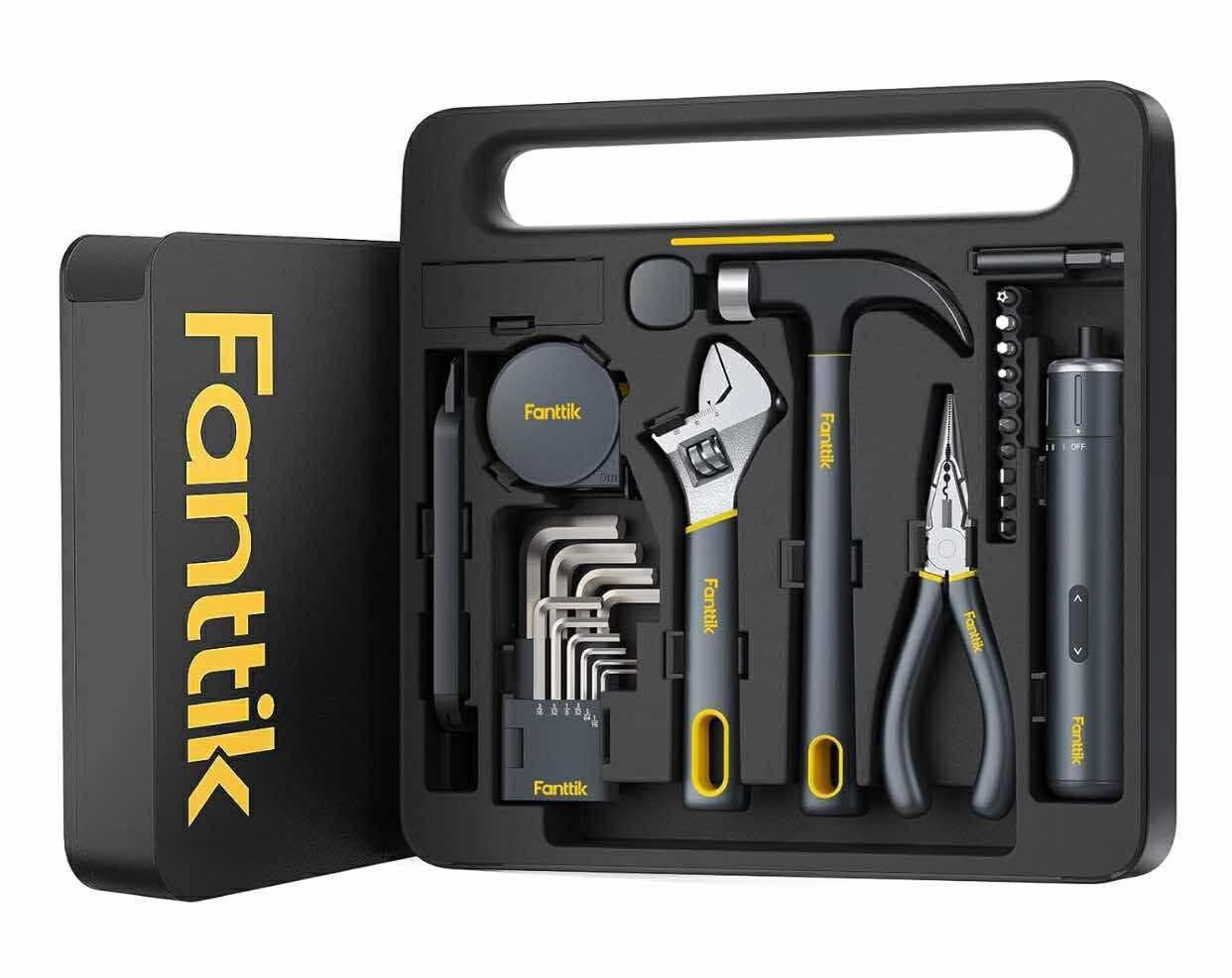 Fanttik S1 NEX Studio Electric Screwdriver Tool Kit, 3 Torque Settings, Max 6N.m, 10 Magnetic Bits, 7 Types Tools, Hex Keys, Spanner, Claw Hammer, Hou