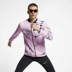 NIKE NATHAN BELL PRINT RUN TRACK PACKABLE PINK DOODLE JACKET AJ7759 663 MENS SIZE SMALL-MEDIUM