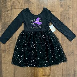 New NWT Jumping beans Black Halloween Witch Cat Tutu Dress Size Girls 5 5T