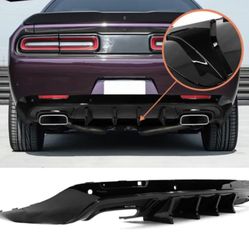 For 15-22 Dodge Challenger IKON V4 Style Rear Bumper Lip Diffuser Gloss Black PP