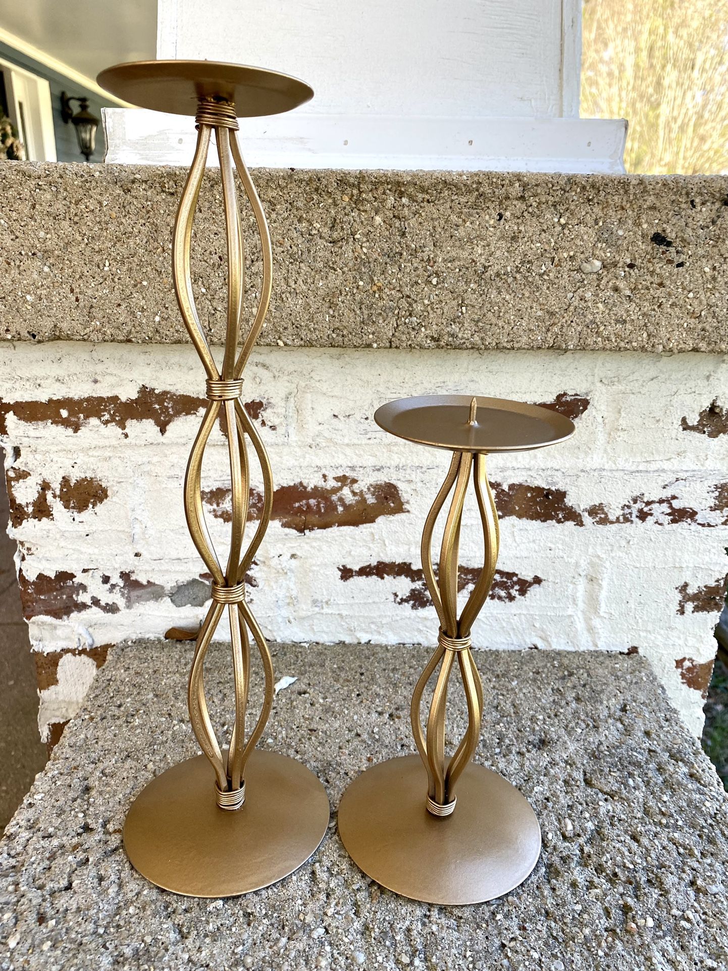 Set Of Matte Gold Candlesticks 