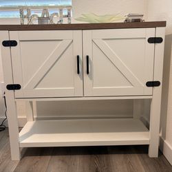 White Farmhouse Double Door Cabinet 