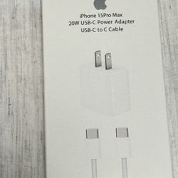 iPhone 15 Pro Max 20W USB-C Power Adapter USB-C To USB-C Cable