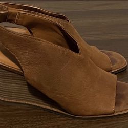 Lucky Brand Womens Talyni Block Heel Slingback Sandals Size 6.5 Brown Leather