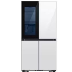 Samsung Bespoke Full Depth 4-Door Flex French Door Refrigerator in White Glass with Beverage Center