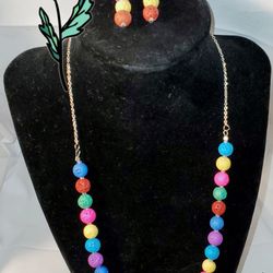 Rainbow 🌈 Necklace And Earrings Set