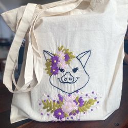 Hand Embroidered Tote Bag