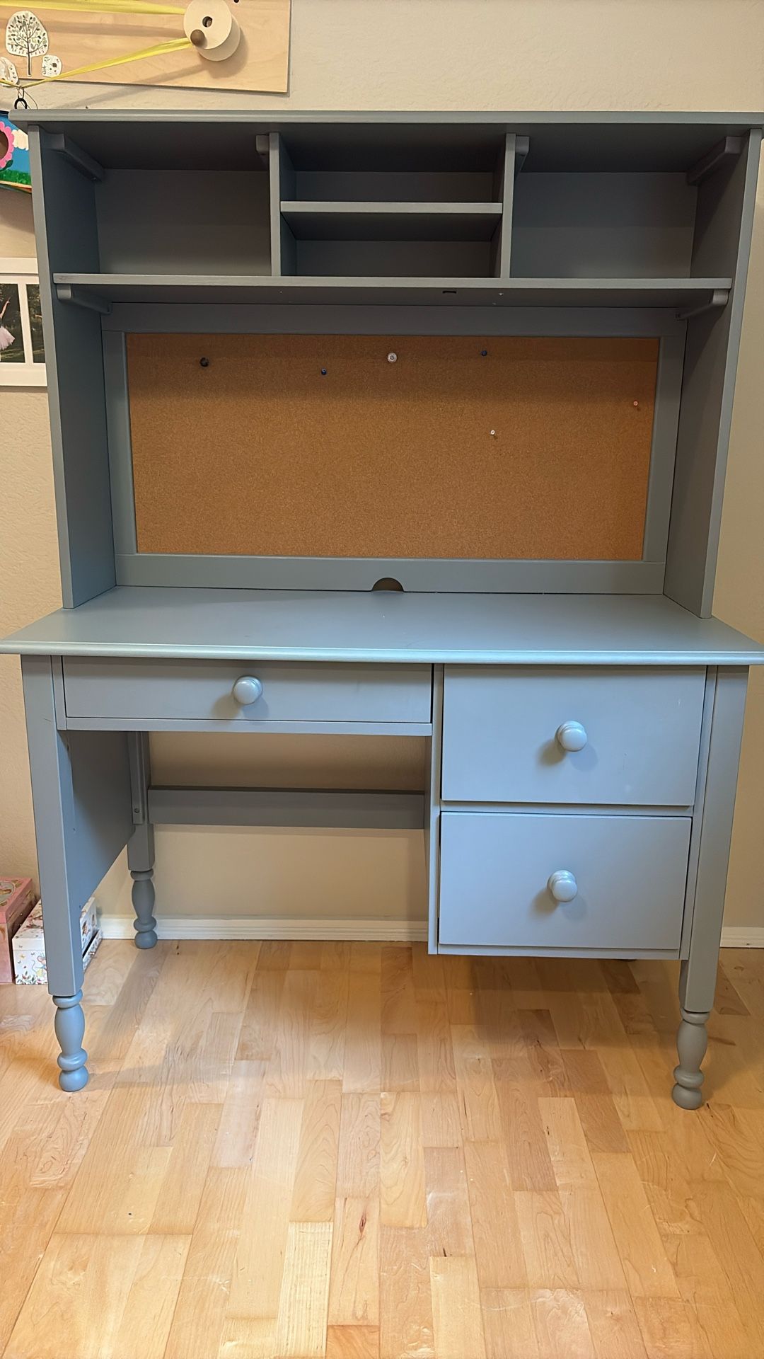 Pottery Barn Desk and Hutch - Grey