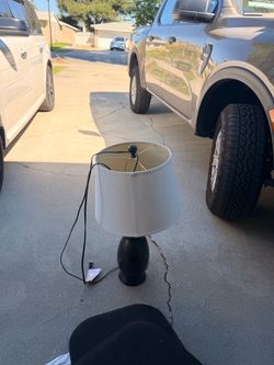 Table Lamp with White Drum Shade