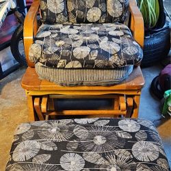 Wooden Rocking Chair With  Rocking Footstool