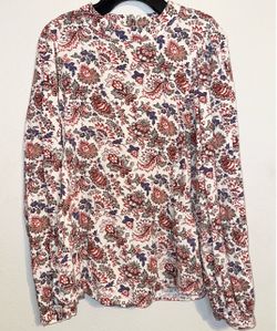 Floral Top Red Beige