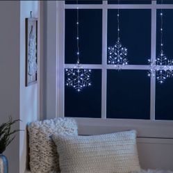 3pk Battery Operated LED Hanging Metal Snowflake Christmas Lights Wondershop Indoor/Outdoor Use with Timer