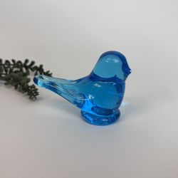 Ron Ray Signed 1994 Blue Glass bird of Happiness -Hand blown Figurine