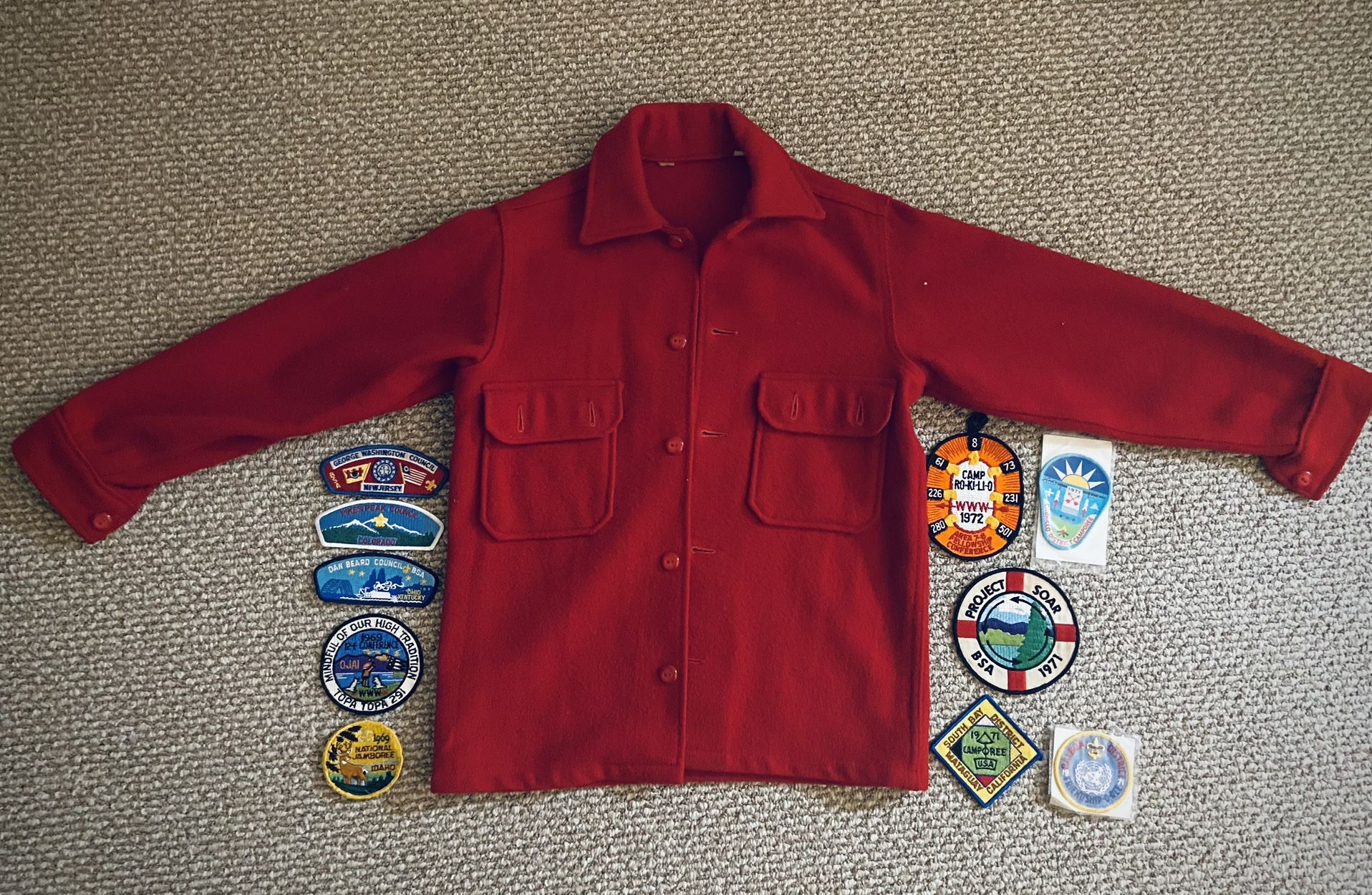 Vintage Boy Scout Wool Jac-Shirt & 10 Patches