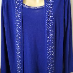 Kristine Blue Cardigan Set One Piece Lightweight L/xl