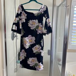 Premier Amour Navy Floral Dress Sz 10- Brand New With Tags-$10