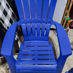 Blue Resin Frame Stationary Adirondack Chair with Solid Seat