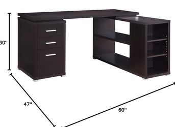 L-shaped Desk With Shelves And Drawers