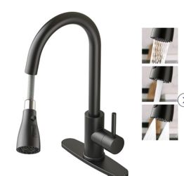 Oersitor Kitchen Faucet with Pull Down Sprayer，Brushed Stainless Steel Single Handle Kitchen Faucet，Multiple Modes Switch Water,1/3 Hole, Deck Plate I