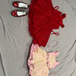 Christmas Size -4 To 6(from 2 Year To 4 Years  Girl). Dress With ( Pink And Red)shoes Size Is 13