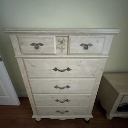 Antique Wooden Dresser And Night Stand