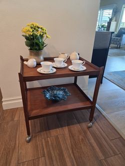 mid-century modern teak serving trolley