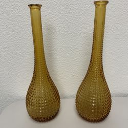 Mid-Century Italian Florentine Empoli Amber Glass Genie Bottle/Vase/Decanter