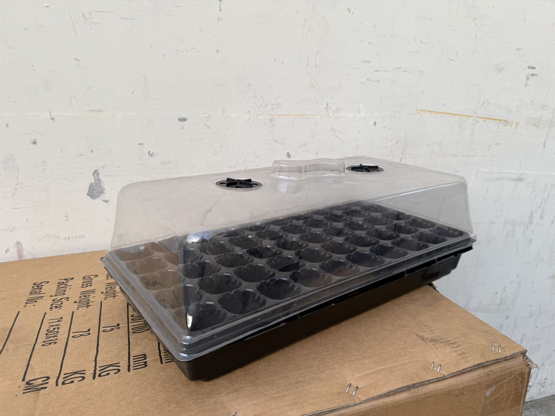 25pack 10 x 20 Inch Black Plastic Propagation Tray 50 Insert Cell Hydroponic Aeroponic Horticulture Growing Equipment (insert Tray Dome and Tray)