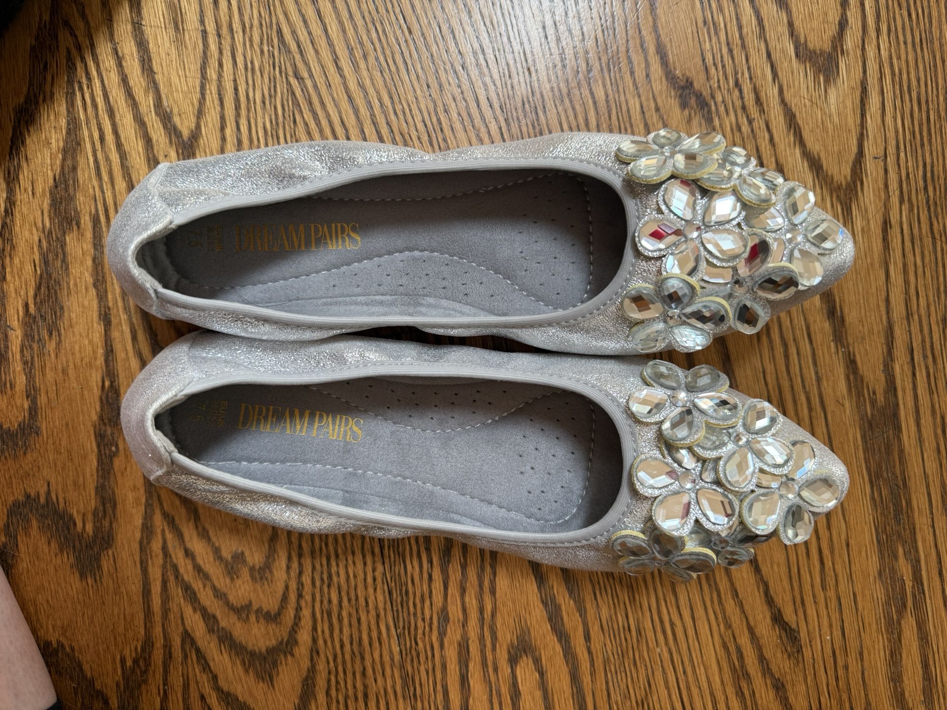 Silver ballet flats
