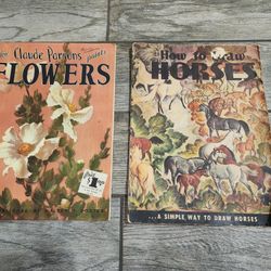 1975 how claude parsons paints flowers and how to draw horses - magazine pair