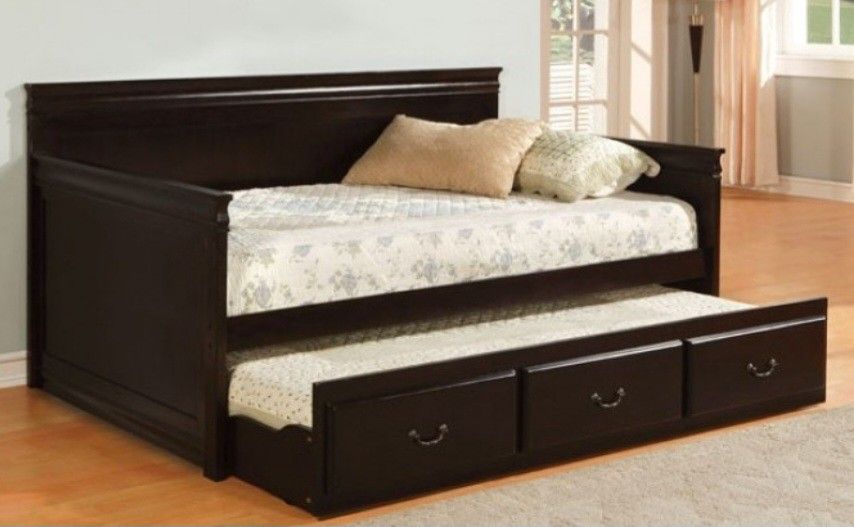 Brand New Espresso Twin Size Daybed w Trundle Bed