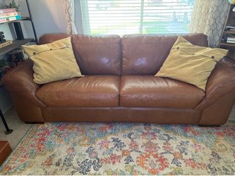 FREE Brown Leather Couch - 8 ft - Real Leather