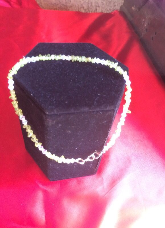 Peridot and crystal anklet