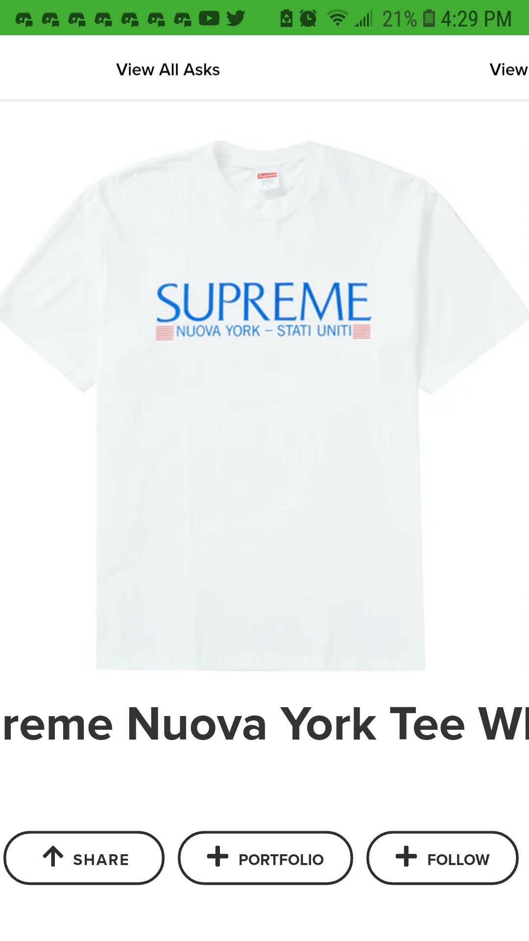 SUPREME- Nueva York (t shirt) white