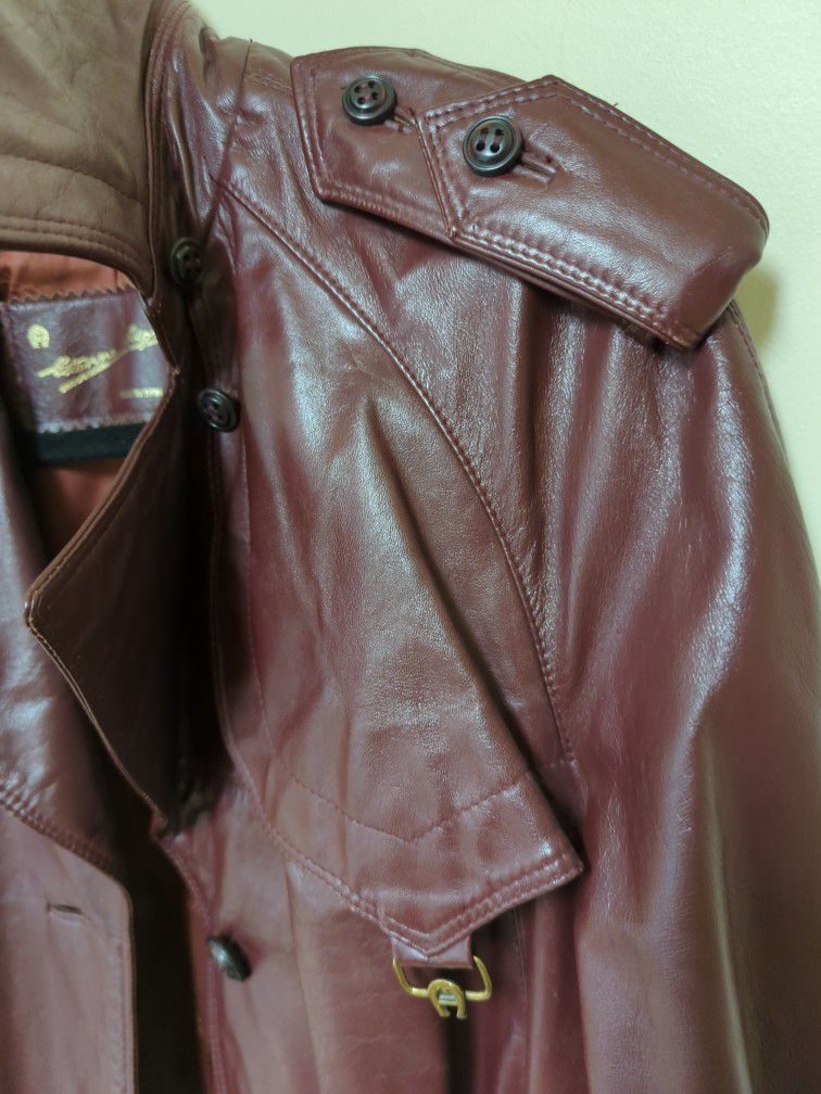 Women's  Leather Trench Coat Burgundy ETIENNE AIGNER