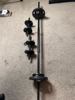 CAP threaded barbell, dumbbells and 40lbs of weights