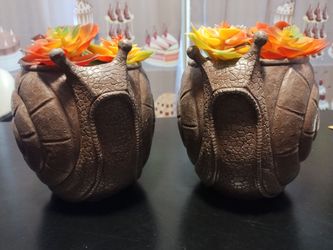 Set of 2 Cactus Snail Indoor Decor Fake Plant 6" Tall
