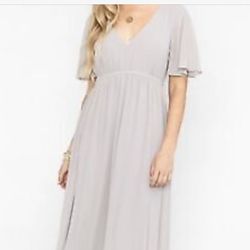 NWT Show Me Your Mumu Weddings Dove Grey Chiffon Emily Empire Maxi Dress Size XL