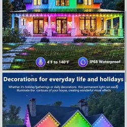 300FT Permanent Outdoor Lights,RGB Eaves Light with App Control Remote,DIY Scene Modes IP67 Waterproof Under Eave Lighting,Outdoor Lights for Decor,Ga