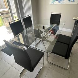 Modern Glass Dining Table Set (7 Piece)