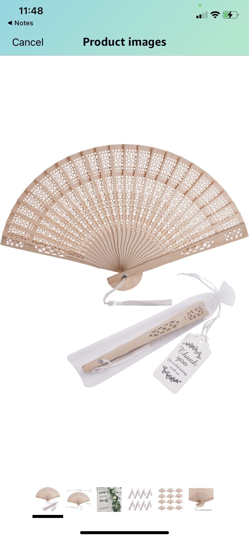 SL crafts 50 Sets Wooden Hand Fan Wooden Folding Fan with Gift Bags and Thank You Tag and Tassels