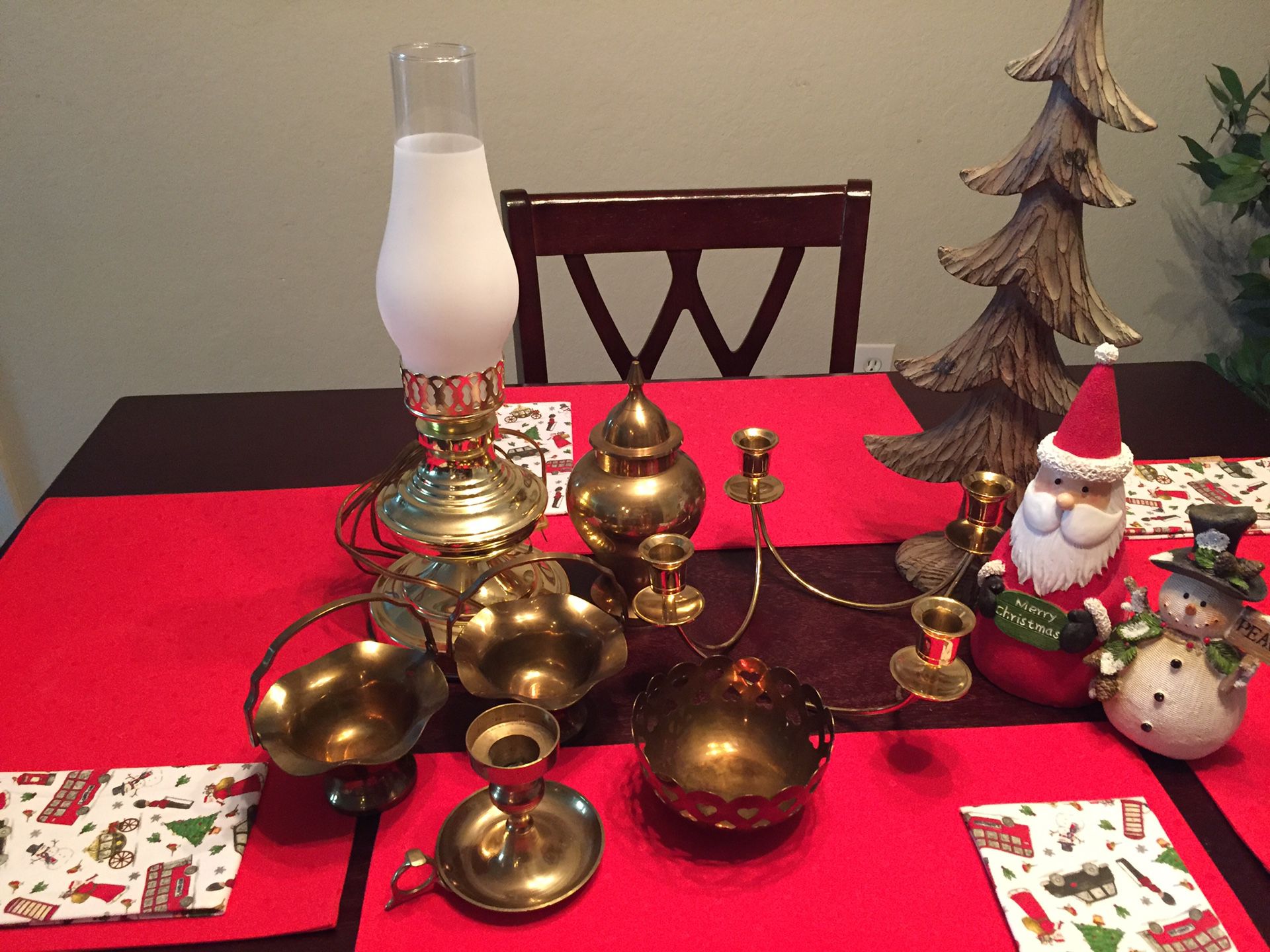 Awesome brass lot including lamp, urn, baskets, candle holders